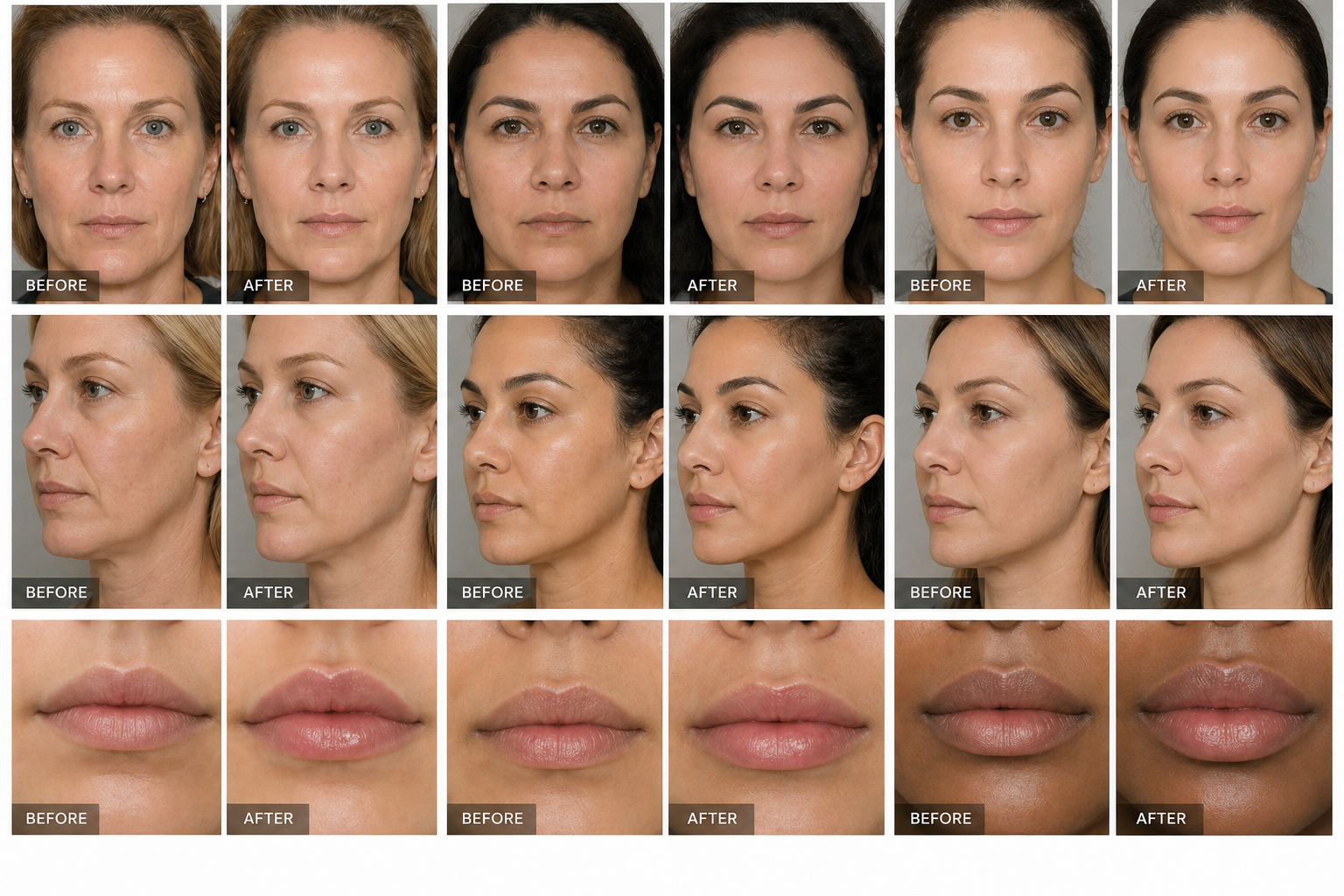 Dermal filler before and after compilation in Carrollton TX